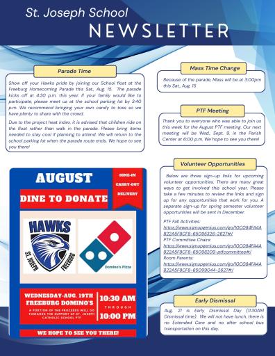 School Newsletter for August 13, 2026